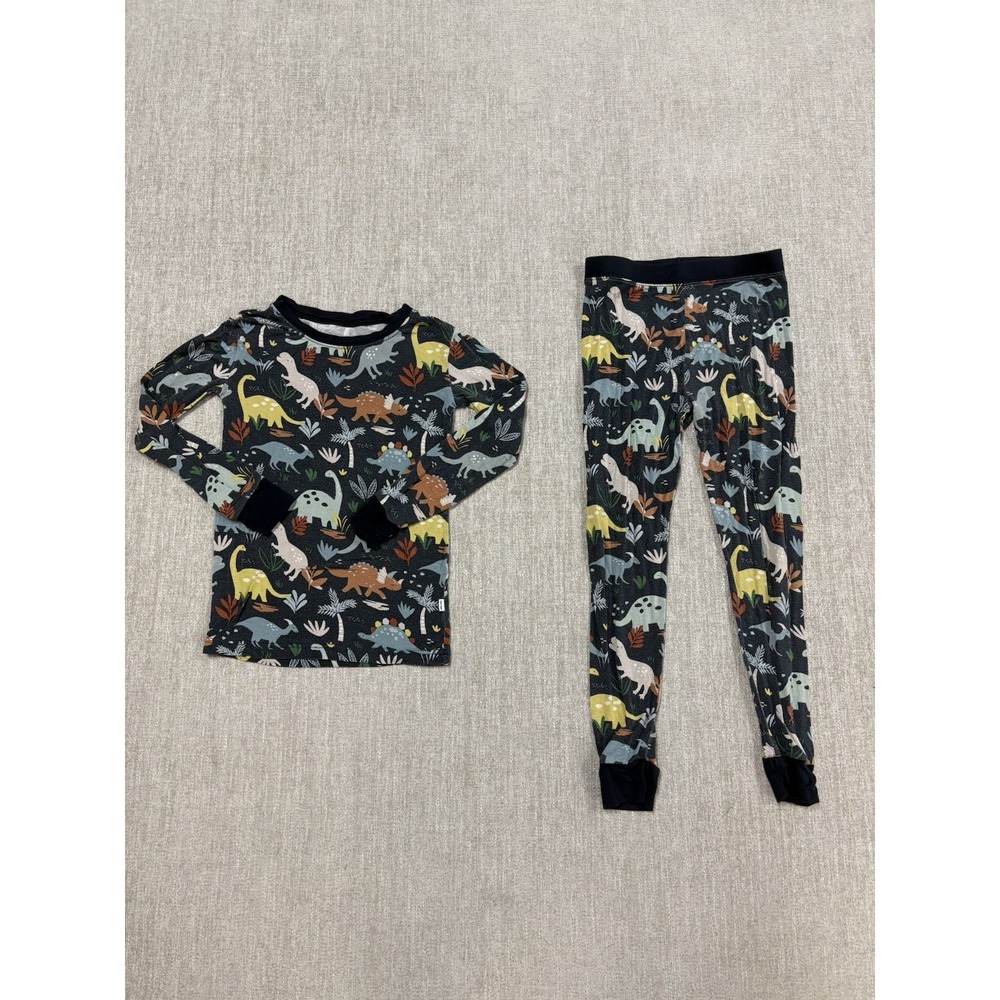 Little Sleepies Navy Jurassic Jungle Bamboo Pajama 2 Piece Long Sleeve & Pant 4T